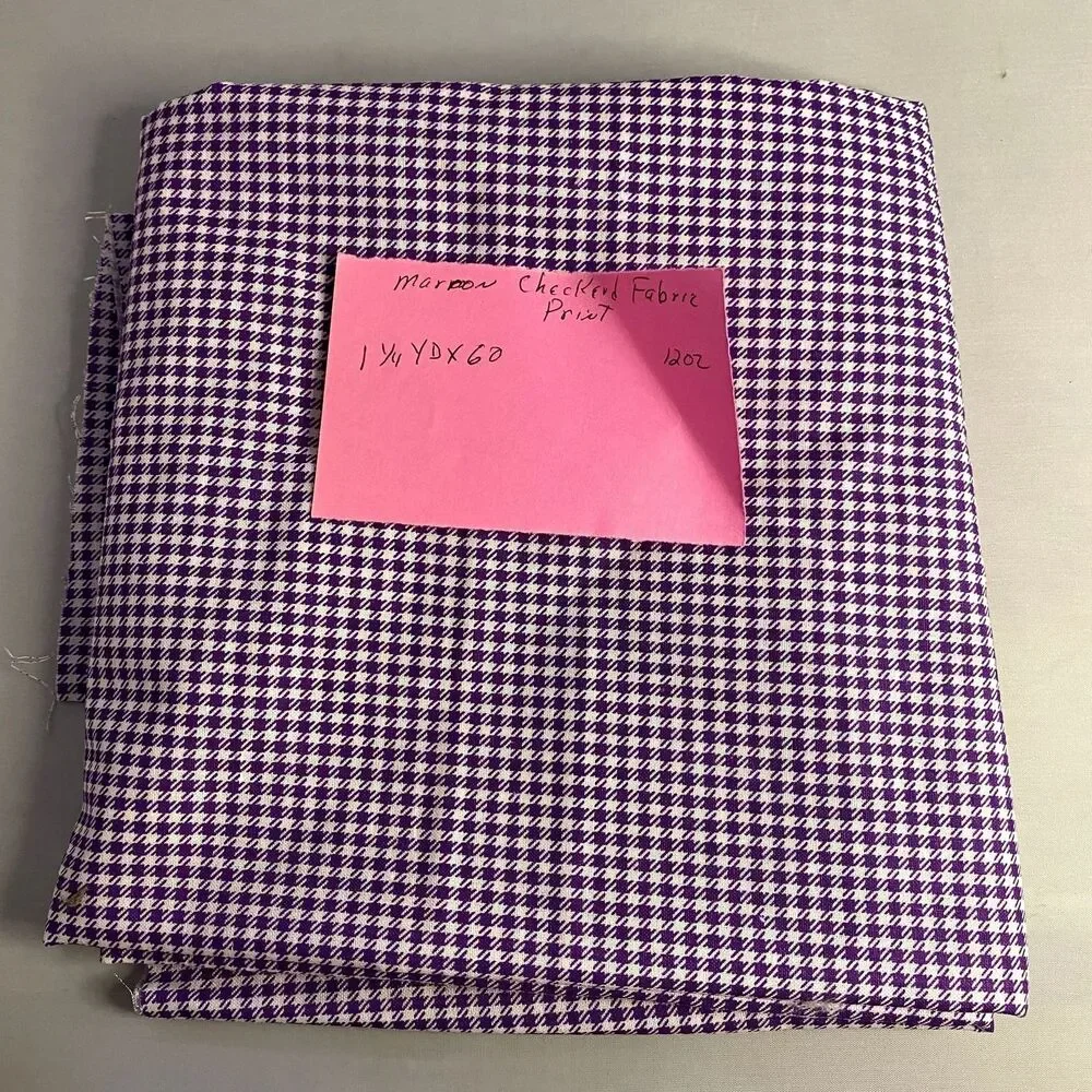#7969 Purple Checkered Fabric Print For Crafts Size 1 1/4 YD x 60in